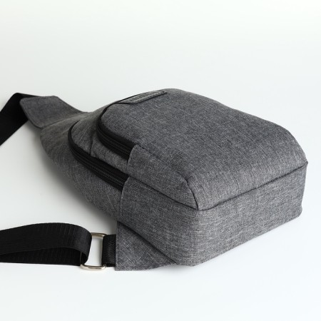 Male sling bag from textiles, gray color-3