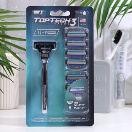 The annual set of Toptech Razor 3, 1 razor, 9 interchangeable cassettes (compared with Gillette Fusion)