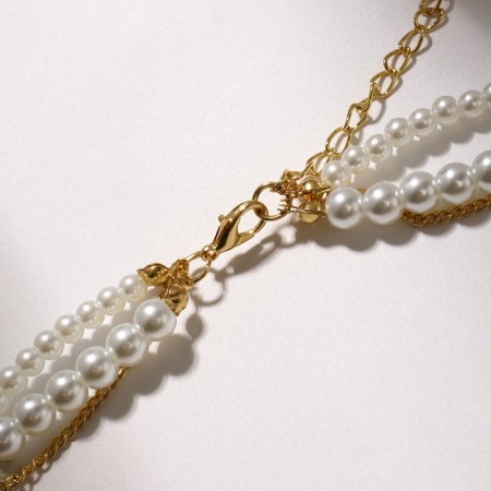 Beads 3 tier "Rochel" drop, ball No. 10, white color in gold, l = 42 cm-1