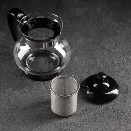 Glass teapot “Melody”, 750 ml, with metal sieve, color mix-1