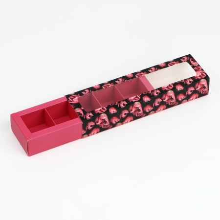Box for 5 sweets with fuchsia cells, 21 x 3.3 x 5.8 cm-2