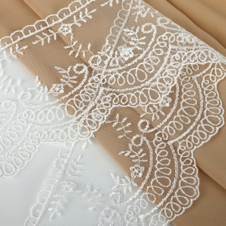 Lace on a grid, 95 mm × 11 ± 1 m, ivory color-1