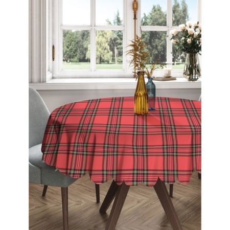 The tablecloth “Red-black cage”, round, Saten, D = 150 cm