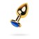 Anal plug Metal by Toyfa, golden, sapphire, 9.5 cm, d = 4 cm