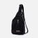 Male sling bag, artificial leather, headphone opening, black color