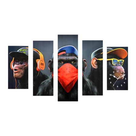 Carty watch Wall Modular "Monkeys", silent, 80 x 140 cm-1