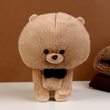Soft toy "Dog" with a butterfly, 22 cm, beige color-1