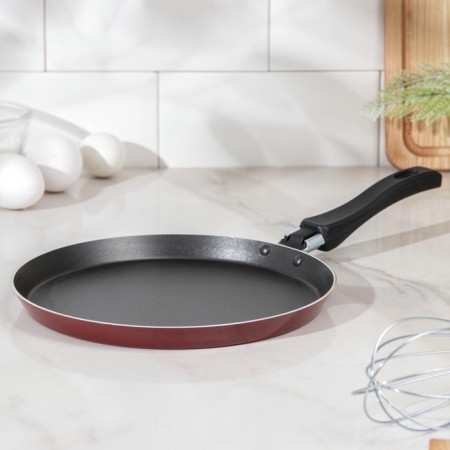 Pancakes "Expert", d = 22 cm, plastic pen, anti -stick coating, burgundy color-8