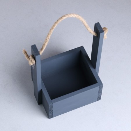 Wooden Kashpo 15 × 12 × 25 cm "openwork", rectangular, handle rope, black give beautifully-2