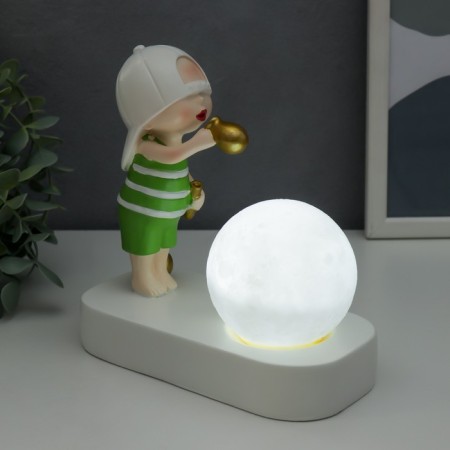 Souvenir Polystone Light "Baby in a white cap, with a gold bubble at the ball" 16.5x8x16 cm-6