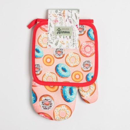 Kitchen set of the share "Donuts", a severity 17*17 cm, mittens 26*16 cm, 100% p/e-3