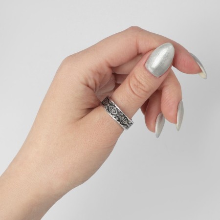 Ring "Paporotnik" Color Black silver, 19 size-1