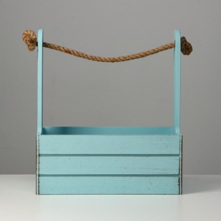 Wooden Kashpo 25.5 × 15 × 30 cm "Provence", pen Kanat, gray-blue-2