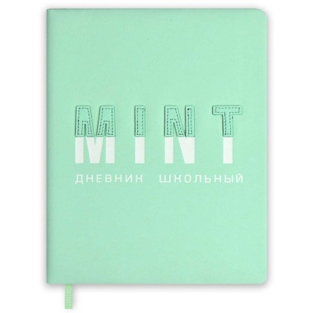 School diary for grades 1-11 Mint, hard cover with foam rubber, artificial leather, application, silkography, liesse, 48 sheets, universal cheat sheet, block 80g/m2