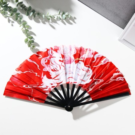 Fan plastic, textiles h = 27.5 cm "Fiery Fox" mix-1