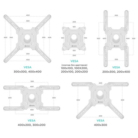 Bracket Onkron M4, for TV, inclined-horned, 32 "-65", 55-500 mm from the wall, white-4