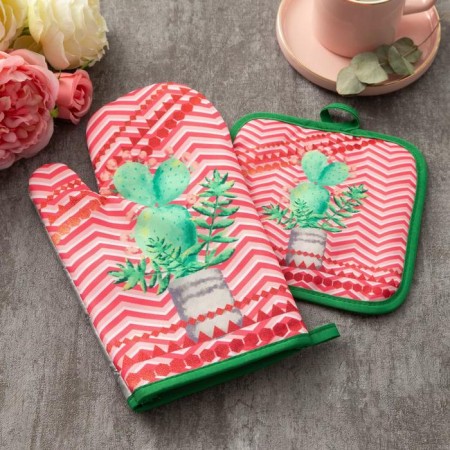 Kitchen set “Cactus” Take 17x17 cm, mitten 26x16 cm