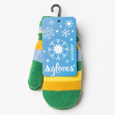 Baby mittens, green color/stripes, size 14 (4-6 years)-3