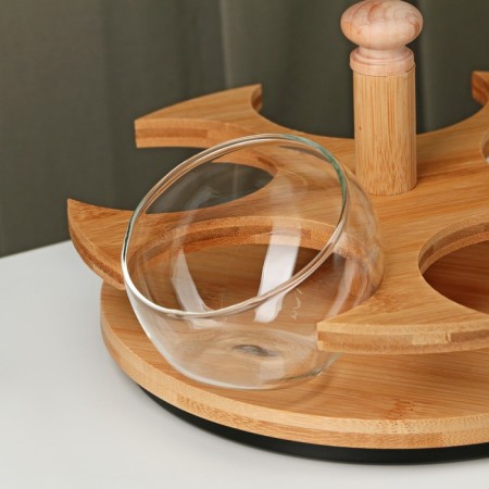 A set of glass salad bowls on a stand, 95 ml, size 23 × 13 cm-4