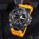 Watch is electronic watch, with an alarm clock, D-5.6 cm, strap L-26 cm, 5 atm, yellow strap