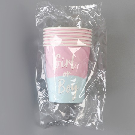A single -boiled paper glass Girl or Boy, set 6 pcs, 250 ml-2