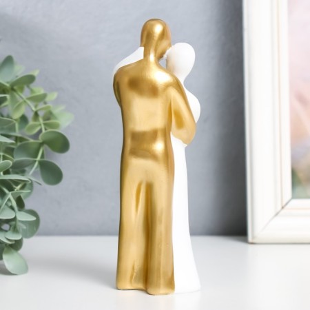 Polystone souvenir "Lovers - hugs" with a white -gold 15x4.5 cm-2
