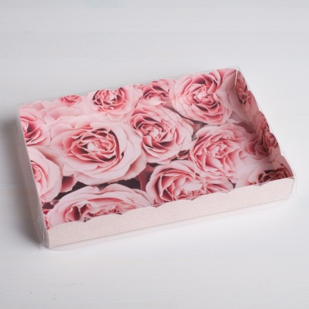 Cookie box, confectionery packaging with PVC lid, My Best Wishes, 22 x 15 x 3 cm