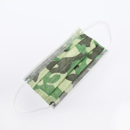 Medical Latio Mask green camouflage, 2 forms of shape, 50 pcs cardboard unit