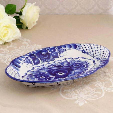 Dish "Flowers", 30 × 19 × 3.5 cm, gzhel-3