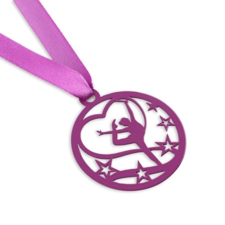 Thematic medal "Gymnastics", ⌀ 6 cm with tape-1