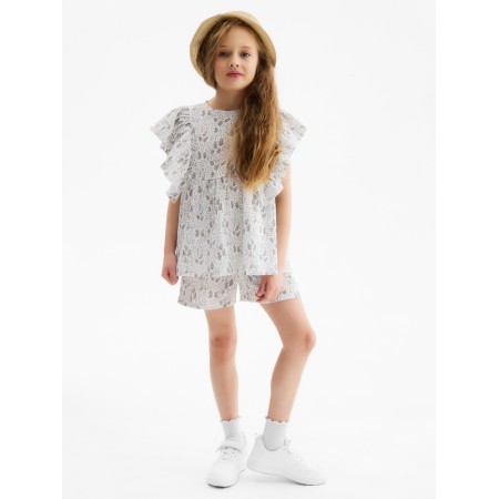 Kit for girls (blouse, shorts) minku color white, height 116 cm-2