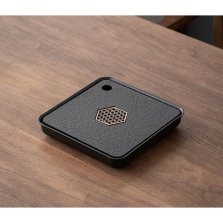 Tray for the tea ceremony, 20.5 x 20.5 x 3.5 cm, black