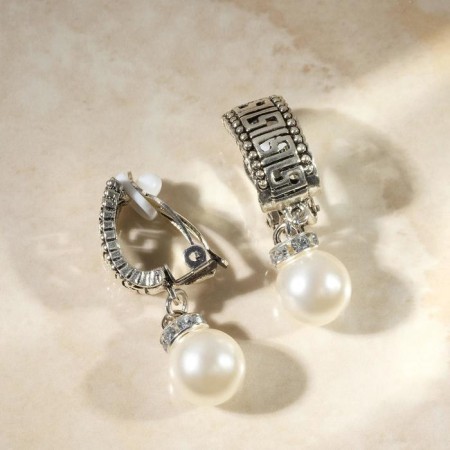 Clips "Grace" signs and beads, white color in black silver-1