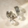 Clips "Grace" signs and beads, white color in black silver