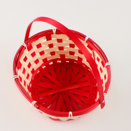 Wicker basket, 21 x 21 x 10/24 cm, bamboo, red-3