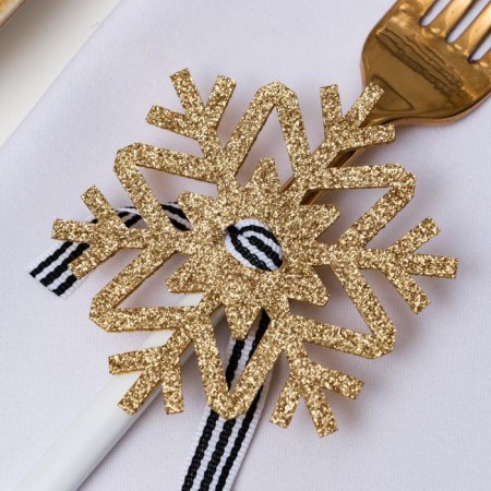 A set for the decor of the dining rooms "Snowflake", 4 pcs, col. gold 7x8 cm 100% p/e, felt-1