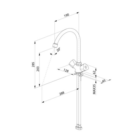 MILARDO Tring TRISB0JM05 kitchen mixer, two -wound, high spout 285 mm, chrome-2
