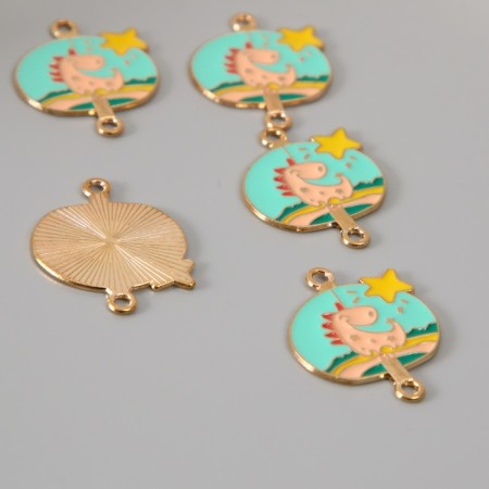 Decor for creativity metal, enamel "Dinosaur and asterisk" 2.7x2.1 cm