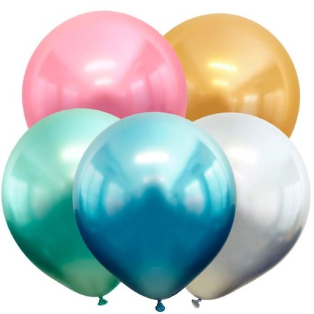 Latex ball 18 "Mirror balls", chrome, set 25 pcs., Mix