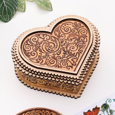 Casket "For her", 12 × 10 × 5 cm, birch bark-2