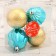 Set of balls plastic D-6 cm, 4 pcs "Flowers Geometry" golden blue