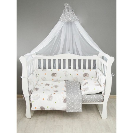 The side in the crib on the zipper "Baby Hedgehog", 4 objects, white/gray color-1