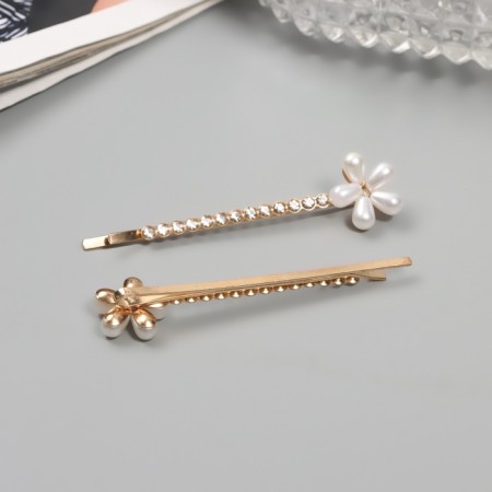 Invisible hair "Gloria" (set 2 pcs) flower, 6 cm, gold-1
