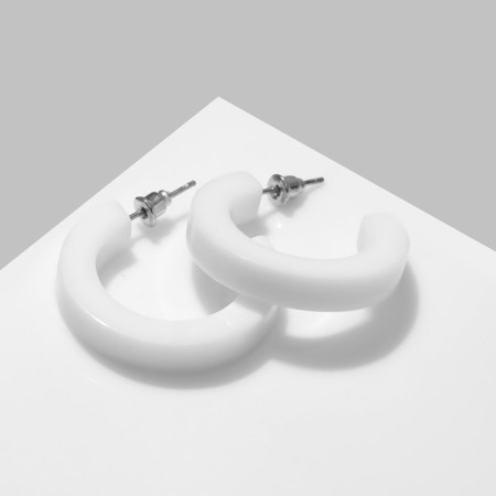 Acryl Earrings "Ring", white color, d = 3 cm-1