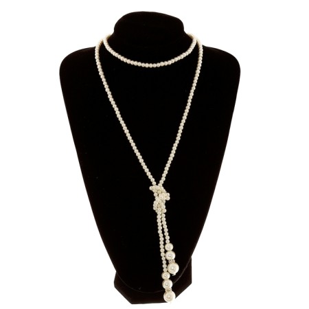 Beads "Pearls" Knot, ball No. 2,6,8,10, Milk color, l = 60 cm-5