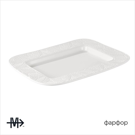 Porcelain rectangular Magistro Crotone, 35.7 × 25.6 × 3.1 cm, white color-1