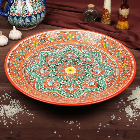 Largan Rishtan ceramics "Flowers", 42 cm, orange