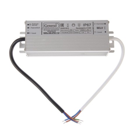 General power supply for 12 V LED tape, 60 W, IP67-1