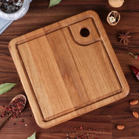 Defense board "Square", for serving and serving, 25x25 cm, array of oak