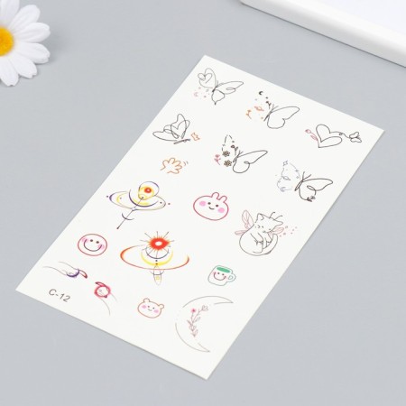 Tattoo on the body color "minimalistic drawings" 18x11 cm-1